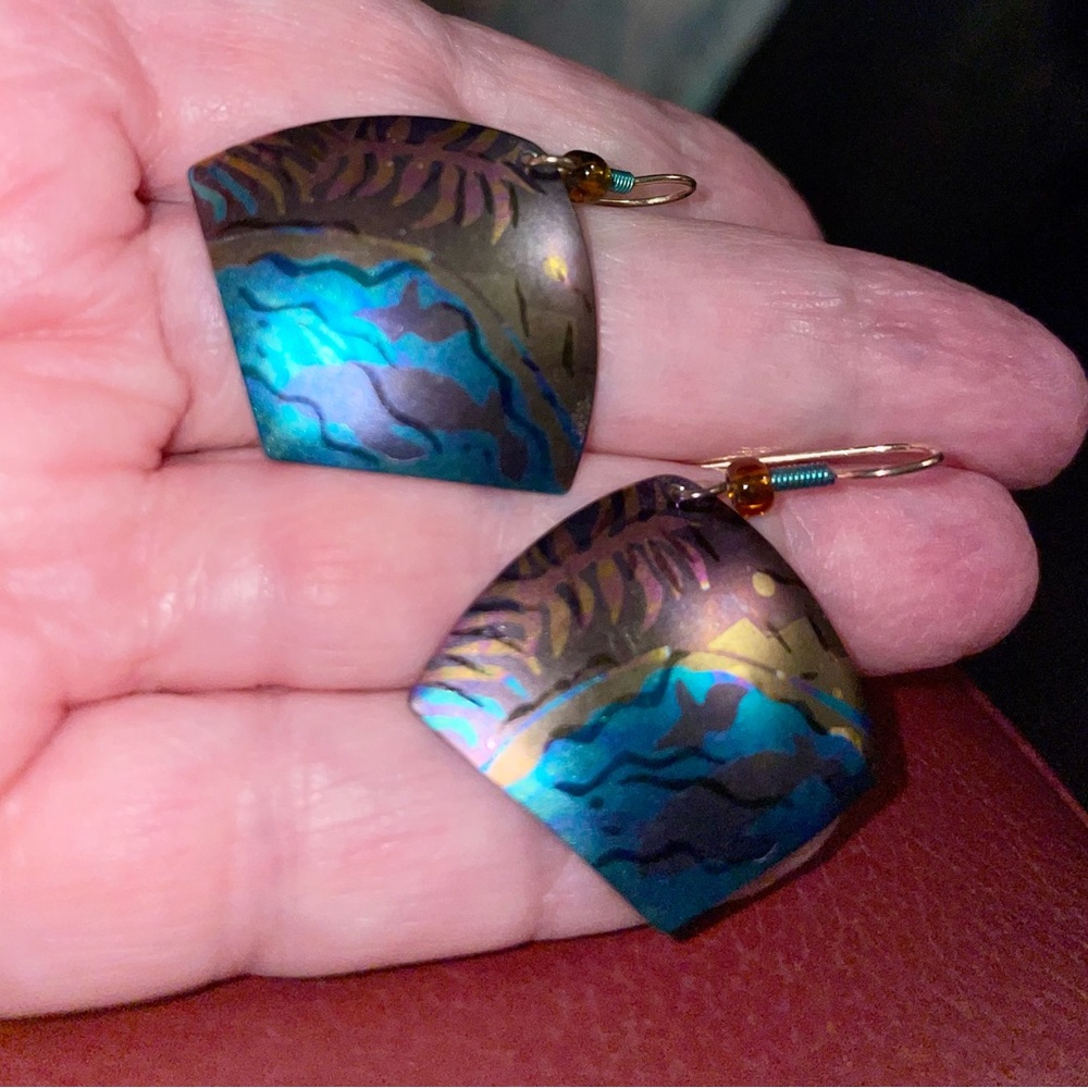 Holly Yashi Tropical Design Manatees Earrings Vintage